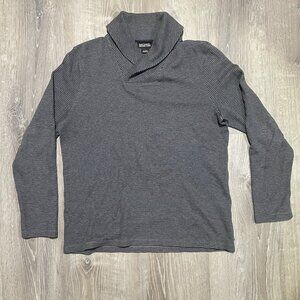 Michael Kors Men’s Shawl Collar Sweater - Large Ash Melange Cotton Pullover